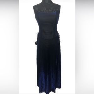 Y2k Whimsygoth 90s Stardust Blue Iridescent Goth Corset Dress